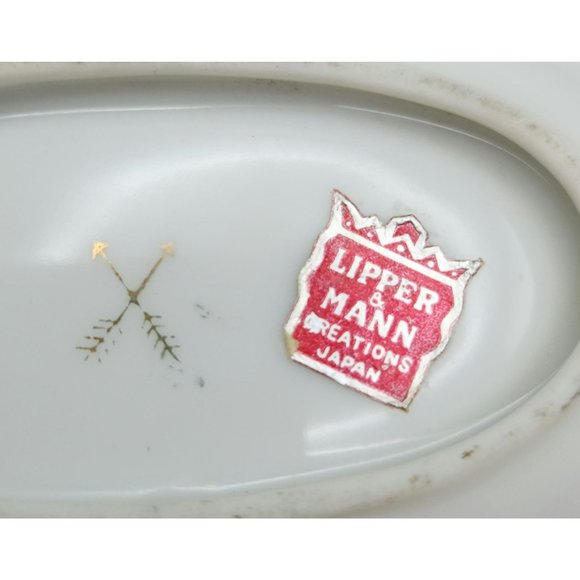 Lipper Mann Japan Lusterware Butter Pat Trinket Dish Handpainted Flower Gold Rim - Picture 3 of 8